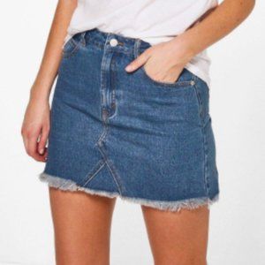High waisted denim jean skirt